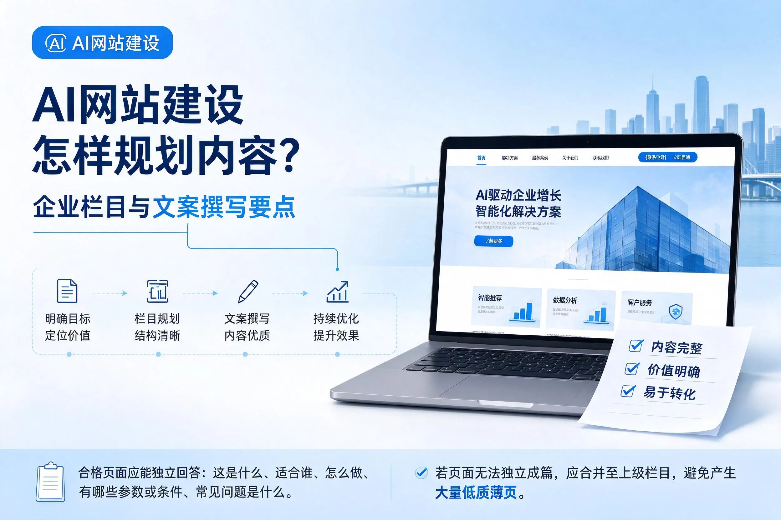 AI网站建设怎样规划内容？南昌企业栏目与文案撰写要点
