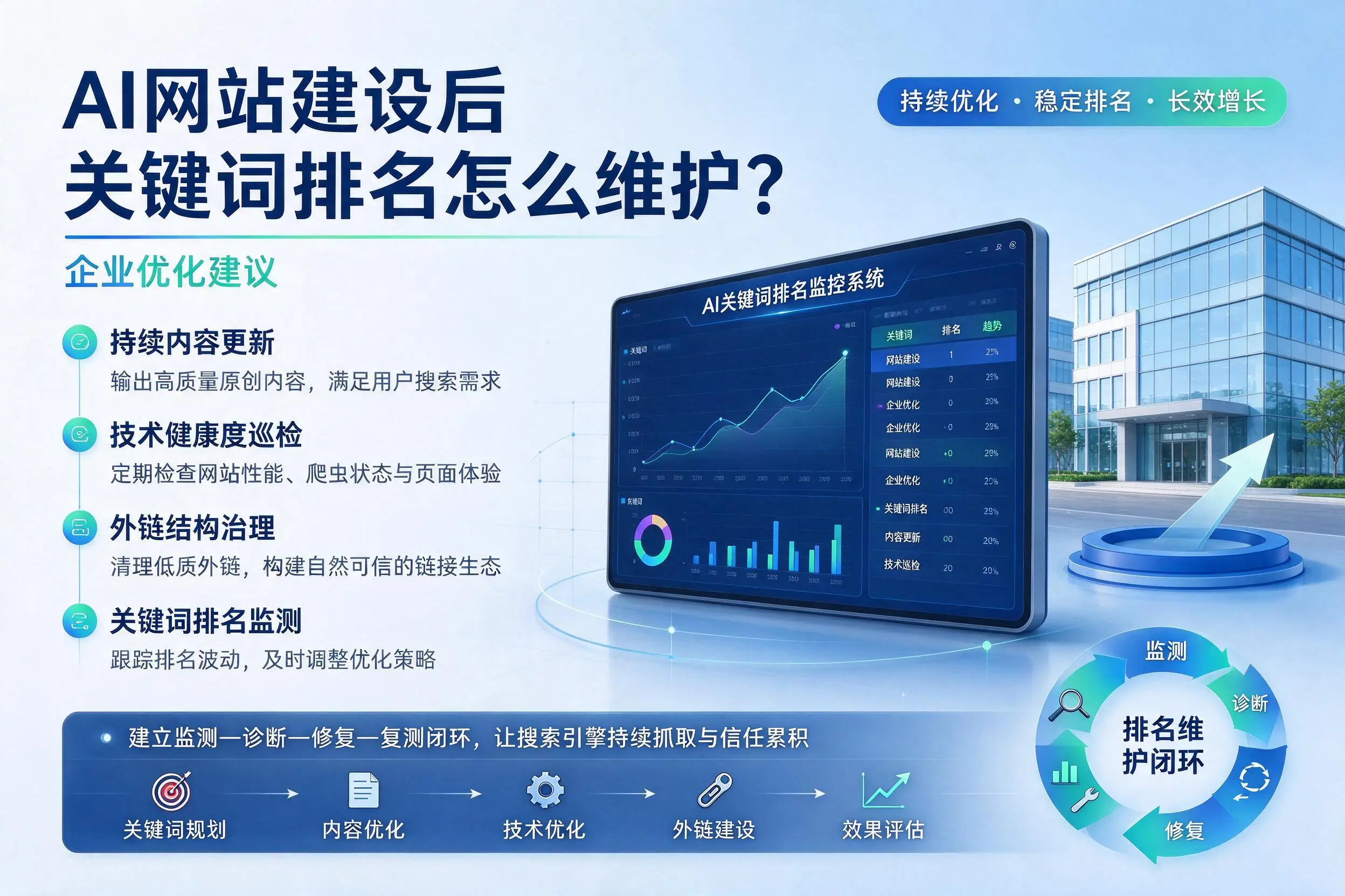 AI网站建设后关键词排名怎么维护？南昌企业优化建议